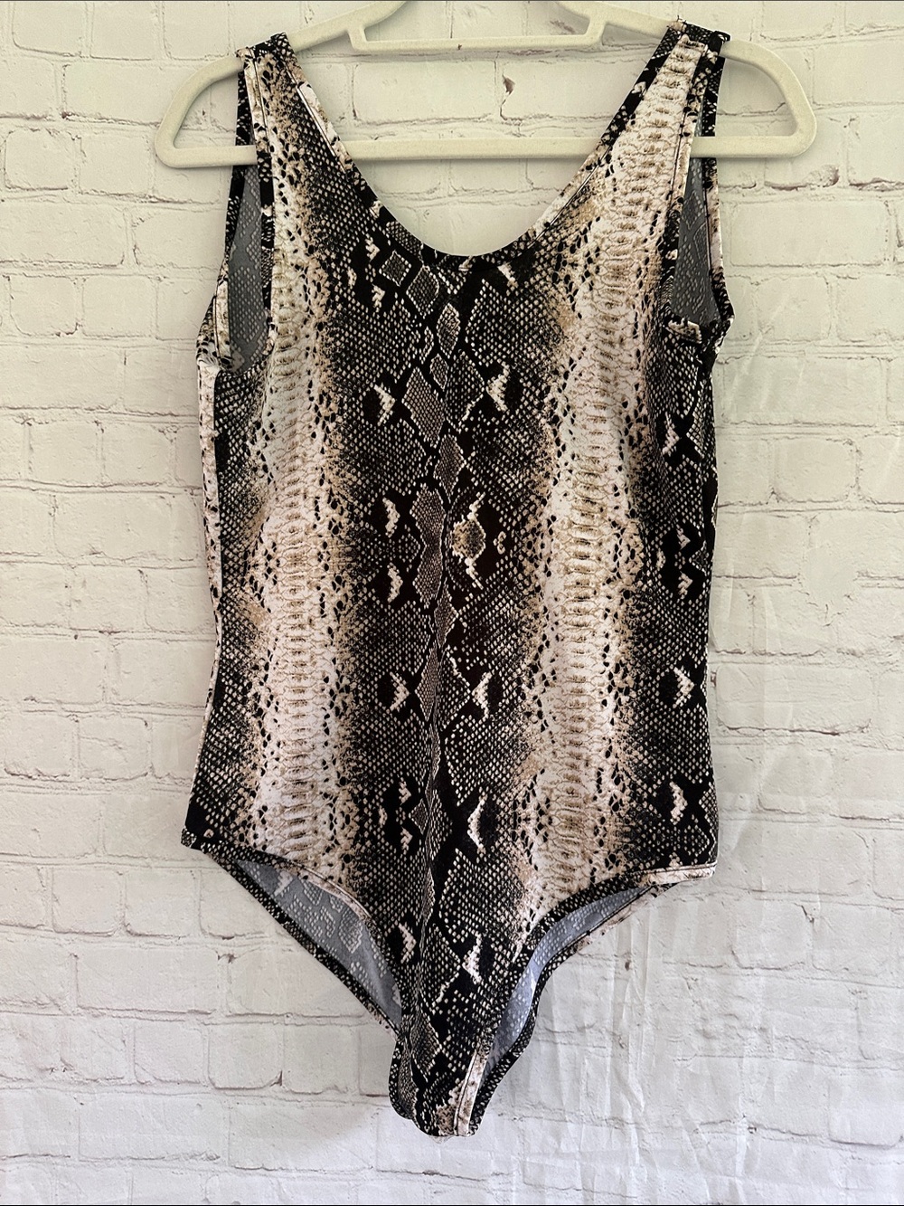 Lucky & Blessed Snake Print One-Piece Bodysuit- Neutral Tones size M